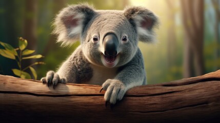 Fototapeta premium Happy koala pleased to welcome you.