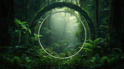 Tropical rainforest fantasy portal. Jungle background. - obrazy, fototapety, plakaty