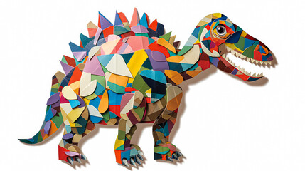 Obraz premium A captivating dinosaur illustration crafted from vibrant pieces of 3D paper