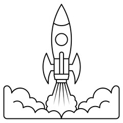 Rocket launch line art element. Can be used for landing page, template, UI, web, mobile app, poster, banner, flyer