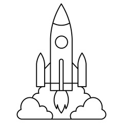 Rocket launch line art element. Can be used for landing page, template, UI, web, mobile app, poster, banner, flyer