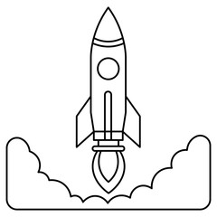 Rocket launch line art element. Can be used for landing page, template, UI, web, mobile app, poster, banner, flyer