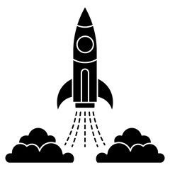 Rocket launch silhouette element. Can be used for landing page, template, UI, web, mobile app, poster, banner, flyer