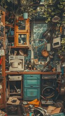 Fototapeta premium Garage sale background . Vertical background 