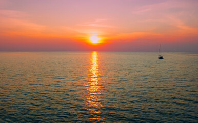 Sunset Sky with Twilight in the Evening as the colors of Sunset Cloud Nature as Sky Backgrounds, Horizon scene