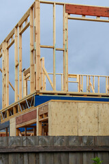 house building knockdown rebuild under construction in suburbs of Melbourne - obrazy, fototapety, plakaty