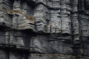 Marvel at the stunning display of countless layers in this grand rock formation, The craggy and unrefined texture of a rock cliff, AI Generated