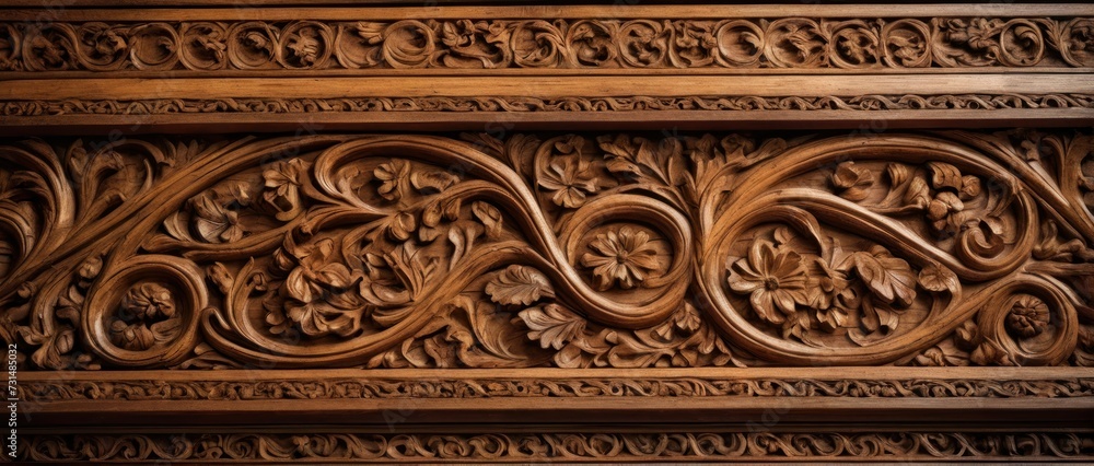 Canvas Prints Rustic wooden with intricate carvings, Renaissance style.