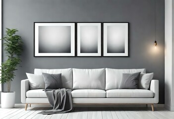 modern living room with photo frames