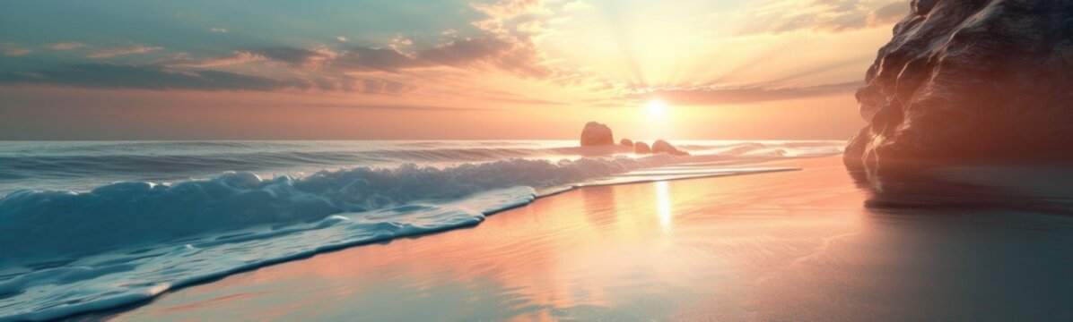 Beutiful beach sunset. Banner