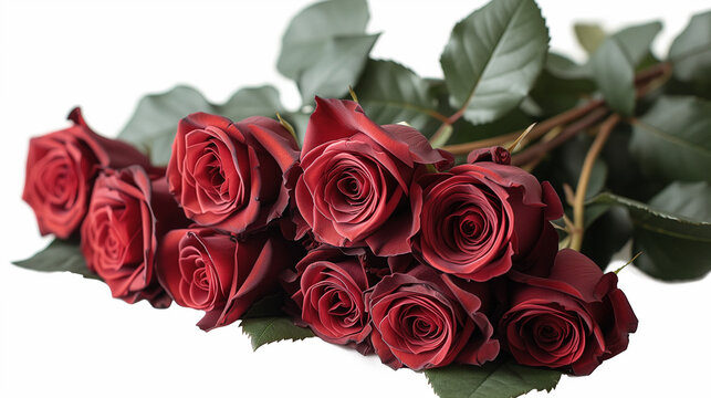 Bunch of roses, Bouquet of red roses, png file of isolated cutout object on transparent background, Ai generated image