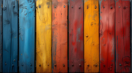 Wooden fence, New colorful painted wooden fence on background, Ai generated image