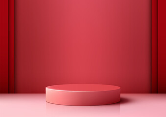 Red Podium Product Mockup, Minimalist Showcase for Valentine's Day