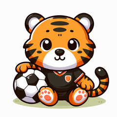 sport animal cute chicken soccer player carrying a ball wearing a jersey vector illustration