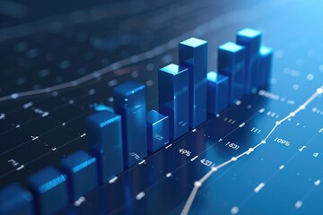 Blue Bar Chart With Numbers, Statistics Representation for Data Analysis and Comparison, A 3D bar graph descending to show the decrease in the value of money due to inflation, AI Generated