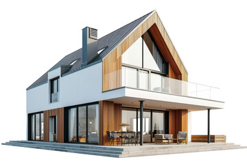 Obraz premium Modern architecture house model isolated on backrgound, stylish minimal house, modern contemporary desgin concept.