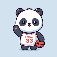 sport animal cute giraffe basketball player waving hand vector illustration