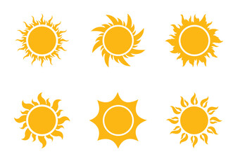 Set of sun vector icons on isolated background. Sun vector icon collection.
