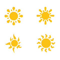 Set of sun vector icons on isolated background. Sun vector icon collection.