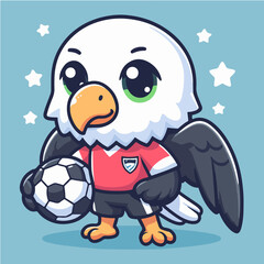 sport animal cute eagle football player vector illustration