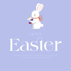 Have Yourself a Very Happy Easter and Easter Bunny  Vector. Easter day vector illustration social media post love festival.
