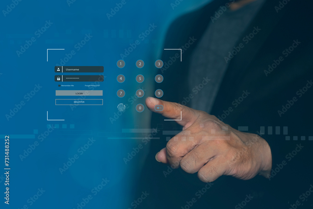 Poster password and username login page, cybersecurity concept, online user authentication sign-in, technol