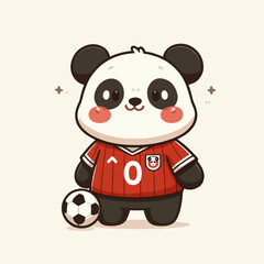 sport animal cute panda football player vector illustration
