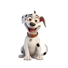 The 3D animation character portrays a joyful dog with a big smile, radiating happiness and positivity.