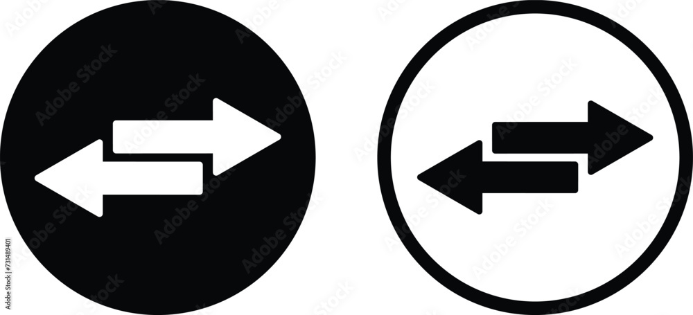 Poster exchange icon set in two styles isolated on white background . transfer arrows icon . left right arr