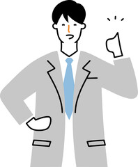 いいねのポーズで親指を立てるビジネスマン
