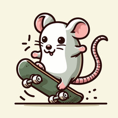 sport animal cool little mouse jumping on a skateboard vector illustration