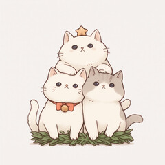 Illustration of family of three cats
