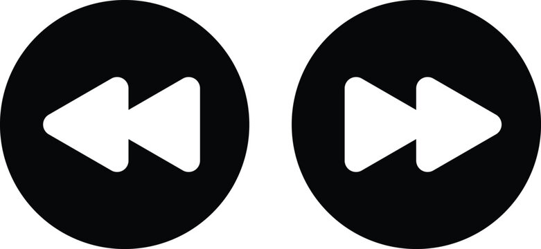 Fast forward and back button icons . Rewind play forward button icon vector