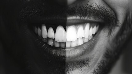 half white half black teeth   