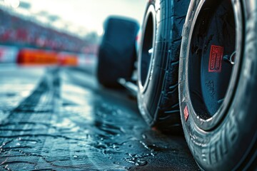 Witness the power of speed as two tires zoom across the race track, delivering maximum grip and...