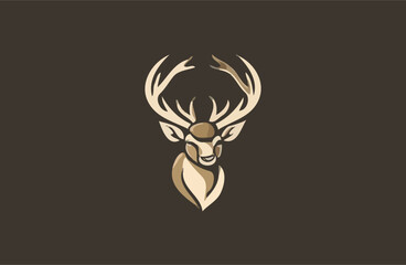 Deer vector illustration flat design logo