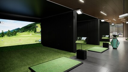 Indoor golf simulator rendering visualization