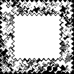 abstract black and white frame with bold wavy shapes and wavy outlines center square 