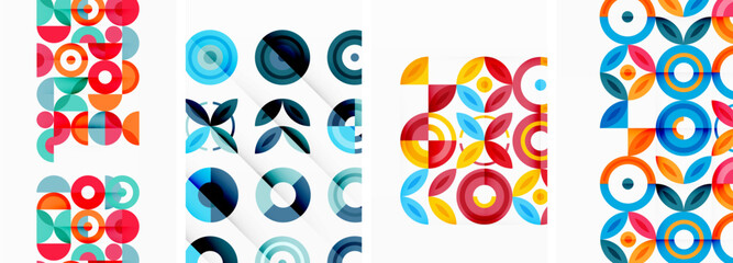 Round geometric elements and circles in background design for wallpaper, business card, cover, poster, banner, brochure, header, website