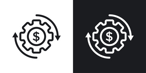 Costs optimization icon designed in a line style on white background. - obrazy, fototapety, plakaty