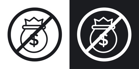 No money icon designed in a line style on white background.