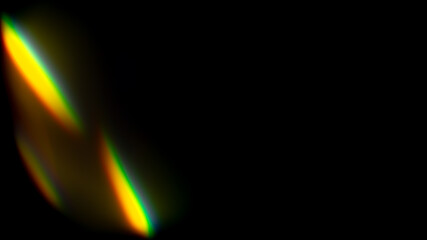 Iridescent highlights on a black background. to overlay and create a bright, sunny and interesting picture