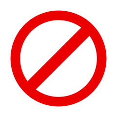 no, forbidden, not allowed symbol in red with empty background and empty center