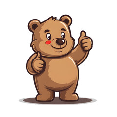 Fototapeta premium くま（熊）がthumbs up, いいねと親指を立ててgoodポーズしているイラスト