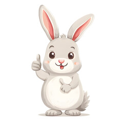 Fototapeta premium うさぎがthumbs up, いいねと親指を立ててgoodポーズしているイラスト 