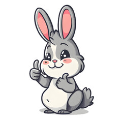 Obraz premium うさぎがthumbs up, いいねと親指を立ててgoodポーズしているイラスト 