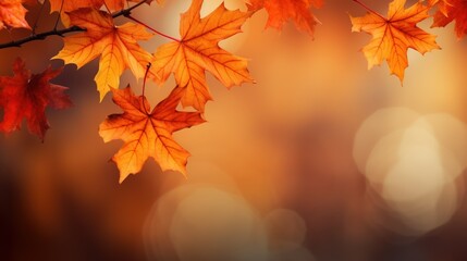 Fall background featuring vibrant autumn maple leaves