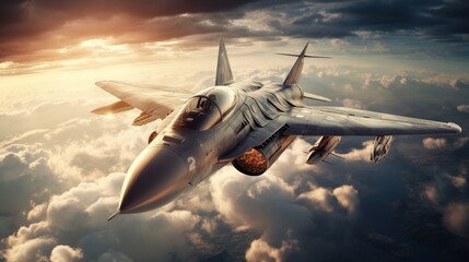 Fighter plane in the sky - obrazy, fototapety, plakaty