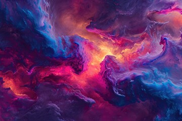 An expressive and vibrant abstract painting featuring dominant hues of purple and blue, Abstract cosmic cloud painted with spectacular colors, AI Generated - obrazy, fototapety, plakaty