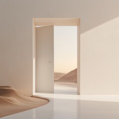 Door in a beige room
